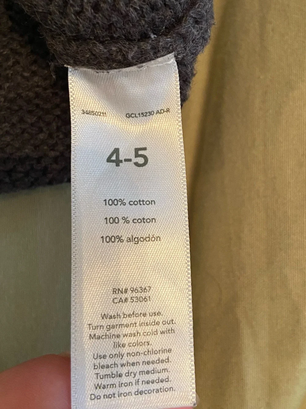 Toddler boys grey and white sweater
